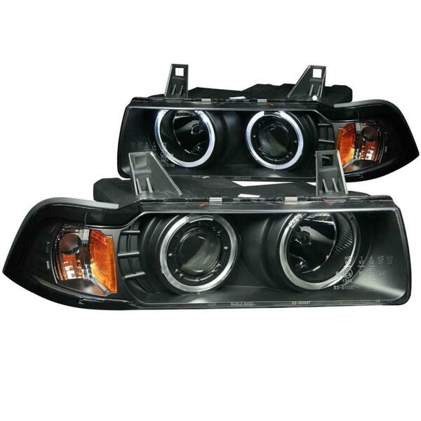 Anzo Usa Halo CCFL G2 Projector Headlights for 1992-1998 BMW 3 Series E36 - Black 121011